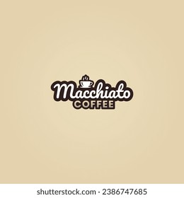 Macchiato coffee logo or Macchiato coffee label vector isolated in flat style. Best Macchiato coffee logo vector for product packaging design element. Macchiato coffee label vector for product 