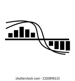 MACD indicator icon isolated on white background, black vector diagram and graph, forex analytics and technical analysis