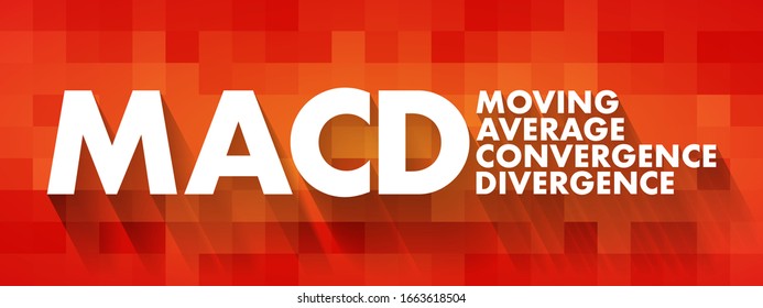 MACD Moving Average Convergence Divergence - trading indicator used in technical analysis of stock prices, acronym text concept background