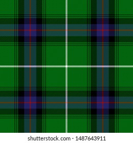 MacDonald tartan plaid. Scottish pattern in green, black, blue and red cage. Scottish cage. Traditional Scottish checkered background. Seamless fabric texture. Vector illustration