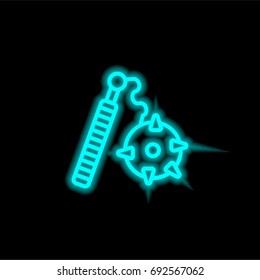 Mace blue glowing neon ui ux icon. Glowing sign logo vector