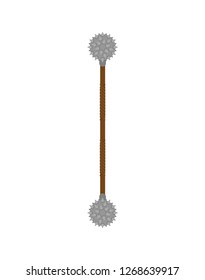 Mace Double weapon Morgenstern isolated. Old medieval weapon for warriors.