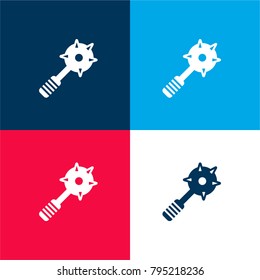Mace four color material and minimal icon logo set in red and blue