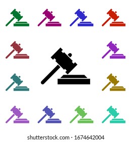 Mace, martillo de estilo multicolor. Glifo simple, vector plano de paz e iconos de derechos humanos para ui y ux, sitio web o aplicación móvil