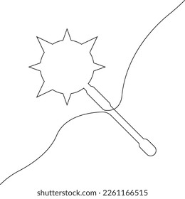 Mace icon line continuous drawing vector. One line Mace icon vector background. Mace icon. Continuous outline of a Mace icon.