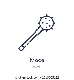 mace icon from security outline collection. Thin line mace icon isolated on white background.