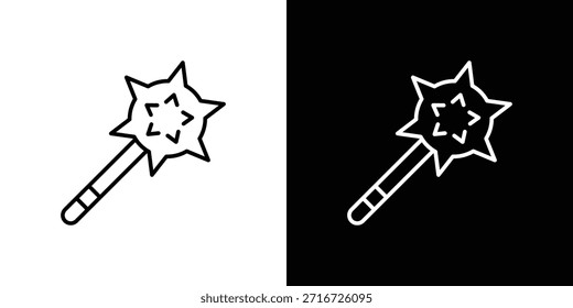 Vector blanco y negro de los iconos de Mace, conjunto de iconos de línea.