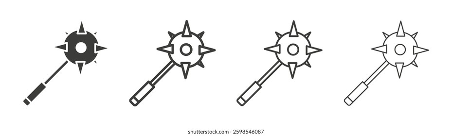 Mace line icon vector illustration set.