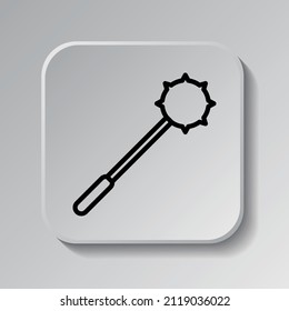 Marque un icono simple. Diseño plano. Icono negro en botón cuadrado con sombra. Fondo gris.ai