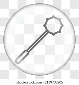 Mace simple icon. Flat desing. Glass button on transparent grid.ai