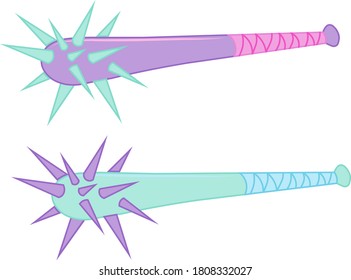 Mace vector  illustration in purple and mint color