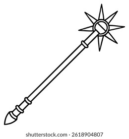 Mace vector line art on white background