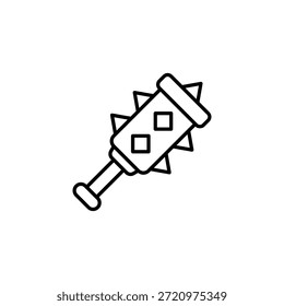 Icono de la línea de herramientas de batalla de arma maza con elemento de diseño de picos
