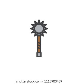 Mace weapon filled outline icon, line vector sign, linear colorful pictogram isolated on white. Medieval mace symbol, logo illustration. Pixel perfect vector graphics