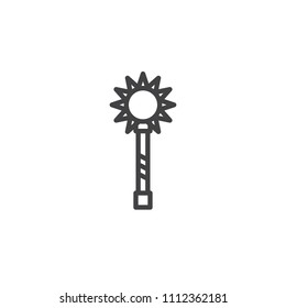 Mace weapon outline icon. linear style sign for mobile concept and web design. Medieval mace simple line vector icon. Symbol, logo illustration. Pixel perfect vector graphics