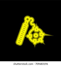 Mace yellow glowing neon ui ux icon. Glowing sign logo vector