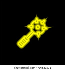 Mace yellow glowing neon ui ux icon. Glowing sign logo vector