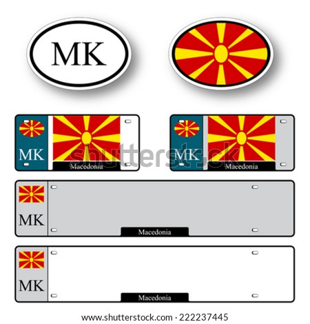 macedonia auto set against white background, abstract vector art illustration, image contains transparency