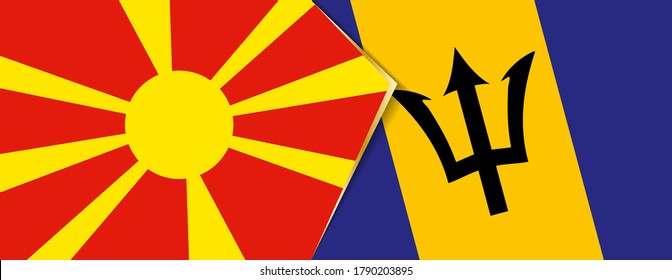Macedonia and Barbados flags, two vector flags symbol of relationship or confrontation.