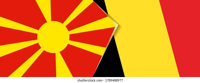 Macedonia and Belgium flags, two vector flags symbol of relationship or confrontation.
