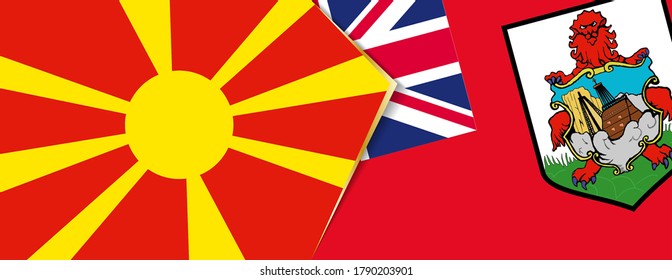 Macedonia and Bermuda flags, two vector flags symbol of relationship or confrontation.