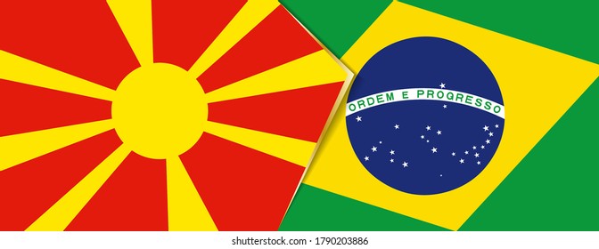 Macedonia and Brazil flags, two vector flags symbol of relationship or confrontation.