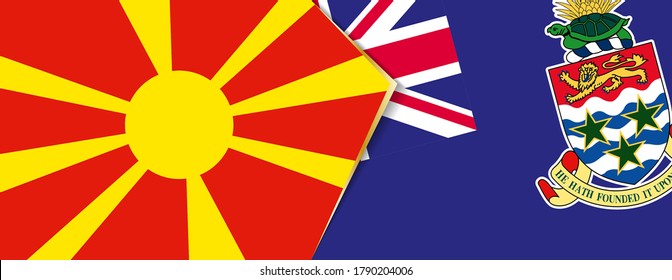 Banderas de Macedonia y las Islas Caimán, dos banderas vectoriales símbolo de relación o enfrentamiento.