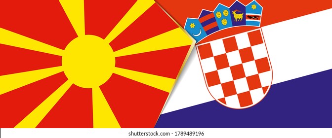 Macedonia and Croatia flags, two vector flags symbol of relationship or confrontation.