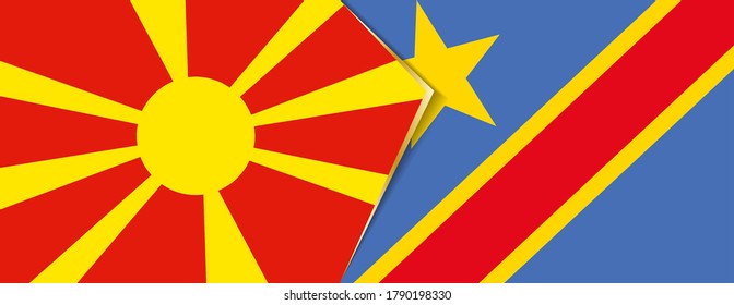 Banderas de Macedonia y RD Congo, dos banderas vectoriales símbolo de relación o enfrentamiento.