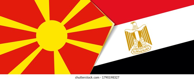 Macedonia and Egypt flags, two vector flags symbol of relationship or confrontation.