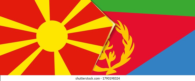 Macedonia and Eritrea flags, two vector flags symbol of relationship or confrontation.