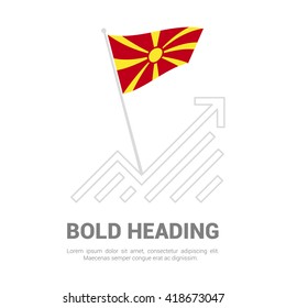Macedonia Flag with analytics graph up, Bold heading and place for text template