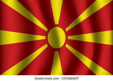 Macedonia flag background with cloth texture. Macedonia Flag vector illustration eps10.