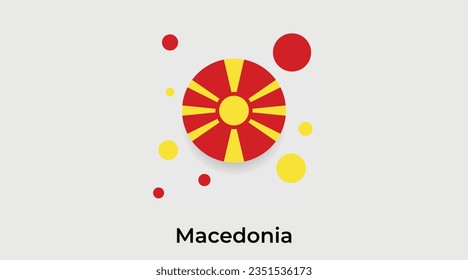 Icono de forma circular de la burbuja de la bandera de Macedonia colorida ilustración vectorial