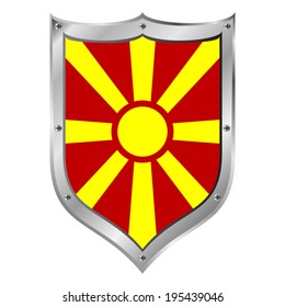Macedonia flag button on a white background. Vector illustration.