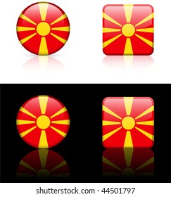 macedonia Flag Buttons on White and Black Background