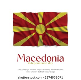 Macedonia Flag, Celebrating Independence Day. Abstract waving flag on white background Country Flag.