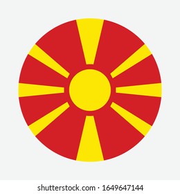 Macedonia flag circle on white background, Vector image and icon