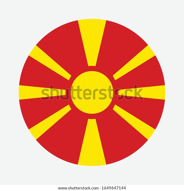 白い背景にマケドニアの国旗の円 ベクター画像とアイコン のベクター画像素材 ロイヤリティフリー