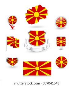 Macedonia Flag Collection. Vector icon set.