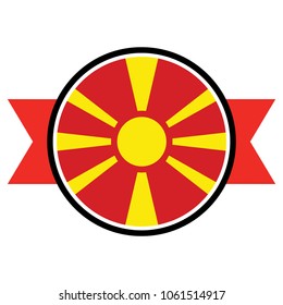 Macedonia flag in glossy round button of icon. 
flag logo of Macedonia emblem isolated on white background, Macedonia national concept sign, Vector illustration.