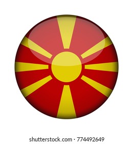 macedonia Flag in glossy round button of icon. macedonia emblem isolated on white background. National concept sign. Independence Day. Vector illustration.