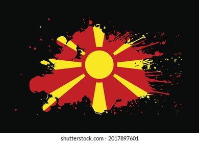 Macedonia Flag With Grunge Effect Design. It will be used t-shirt graphics, print, poster and Background.