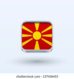 Macedonia flag icon square form on gray background. Vector illustration.