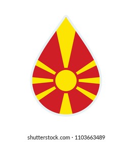 Macedonia flag icon. Water icon. Drop water. Macedonia badge. Flag drop.