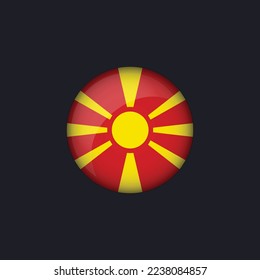 Icono de la bandera de Macedonia, icono de la bandera de Macedonia redonda, vector aislado, botón de bandera de Macedonia.