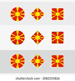 Macedonia flag icons set, vector flag of Macedonia. Three versions of icon.