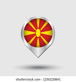 Macedonia flag map pointer with shadow. Vector illustration