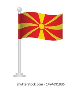 Macedonia flag. National flag of Macedonia on pole vector 