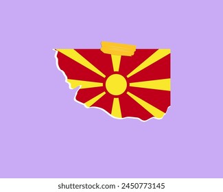 Macedonia flag paper texture, single-piece element, vector design, Macedonia flag taped on wall, decoration or celebration idea